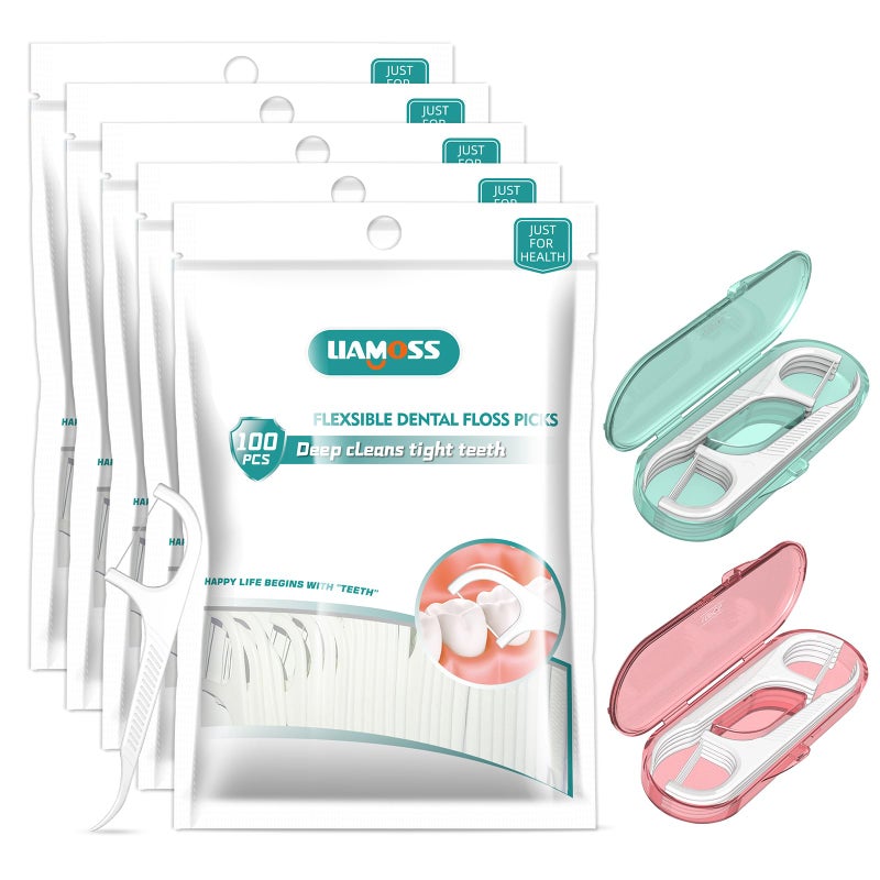 520 Count Dental Floss Picks with 2 Floss Dispenser3 x Teeth Cleaning Advanced Clean Floss StickPerfect for Molar Tight Teeth Interdental SpacesFight Tooth DecayFamily Toothpicks5 Pack